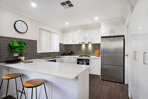 The Kitchen of a 5 Bedroom Townhouse Apartment at Birmingham Gardens Townhouses.